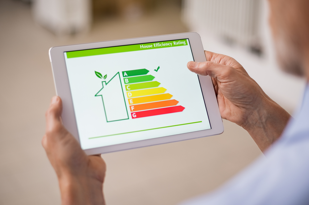 house efficiency rating on digital tablet screen